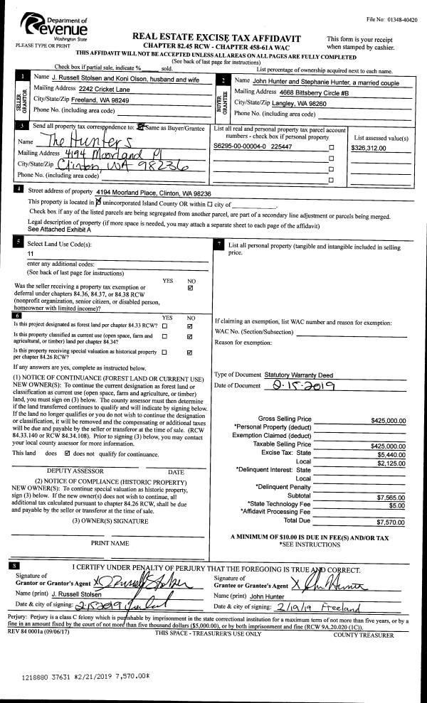 Island County Assessor & Treasurer Property Details 090 UTSALADY 75