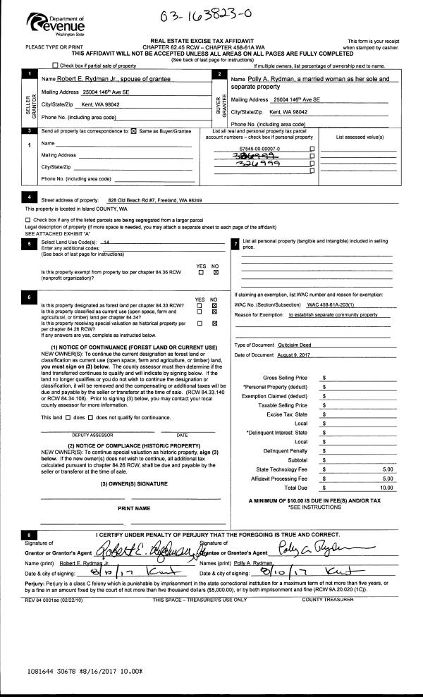 Island County Assessor & Treasurer Property Details 013 K RO, LLC